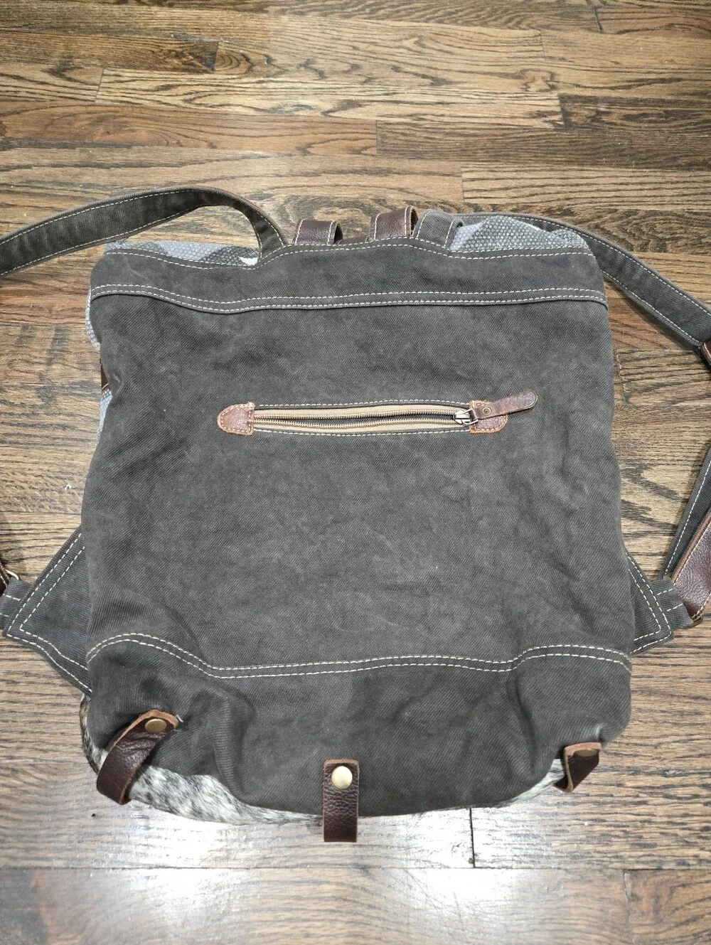 Myra Bag Geometric Aztec Leather Cotton Canvas Backpack Bag